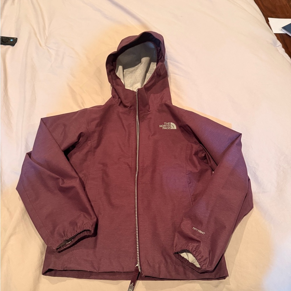 The North Face Maroon Hooded Jacket- Girls S (size 8)